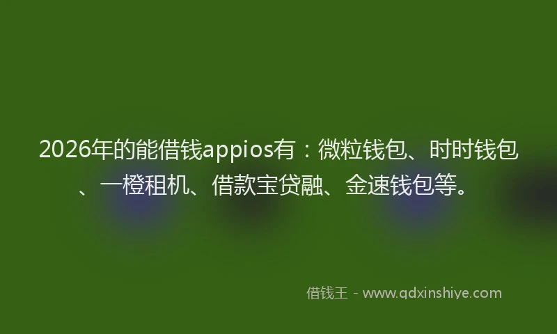 2026年的能借钱appios有:微粒钱包、时时钱包、一橙租机、借款宝贷融、金速钱包等。