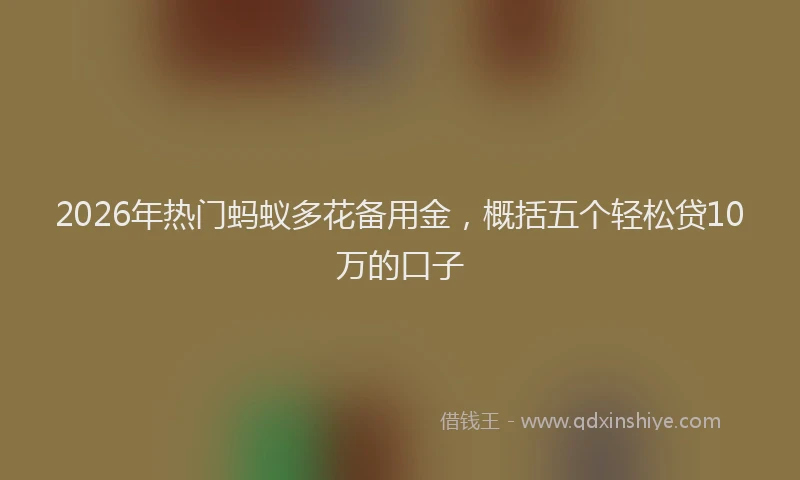 2026年热门蚂蚁多花备用金，概括五个轻松贷10万的口子