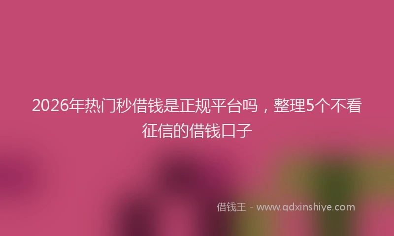 2026年热门秒借钱是正规平台吗，整理5个不看征信的借钱口子