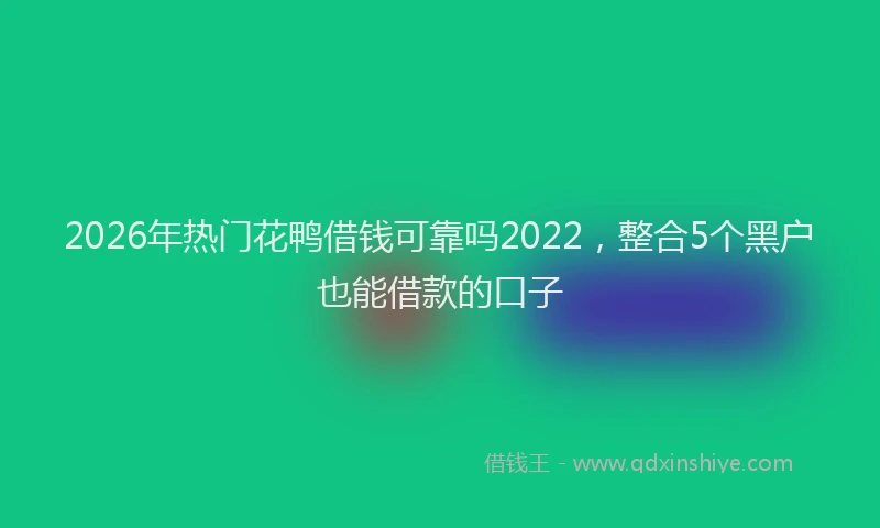 2026年热门花鸭借钱可靠吗2022,整合5个黑户也能借款的口子