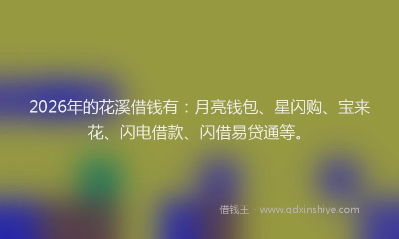 2026年的花溪借钱有:月亮钱包、星闪购、宝来花、闪电借款、闪借易贷通等。