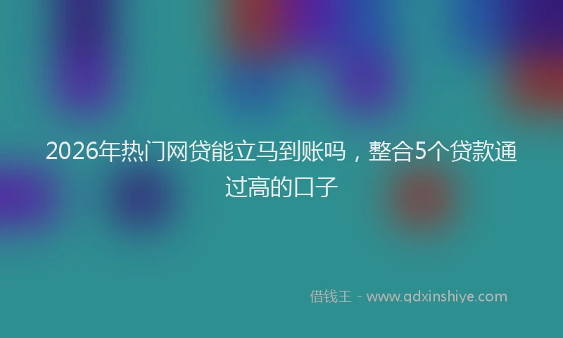 2026年热门网贷能立马到账吗，整合5个贷款通过高的口子
