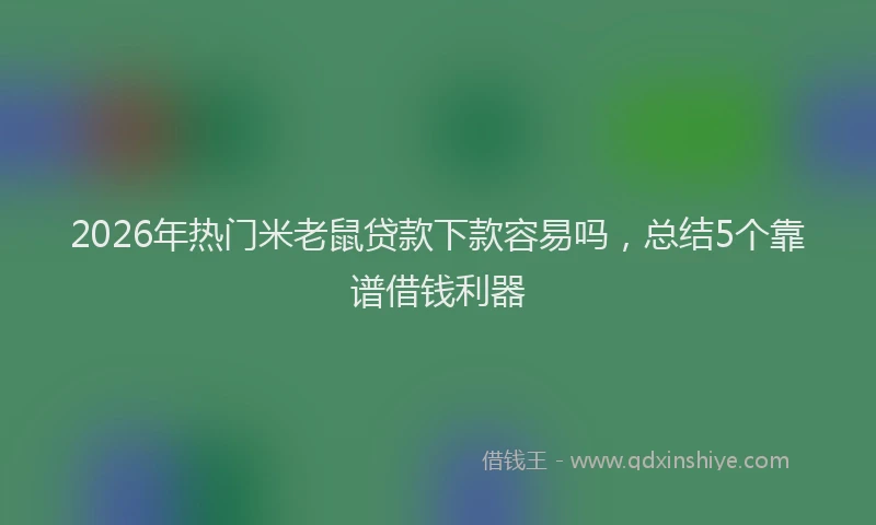 2026年热门米老鼠贷款下款容易吗，总结5个靠谱借钱利器
