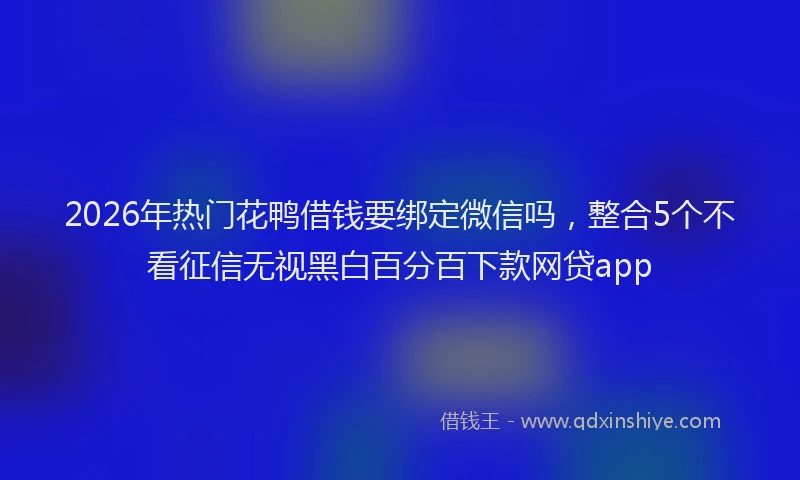 2026年热门花鸭借钱要绑定微信吗，整合5个不看征信无视黑白百分百下款网贷app