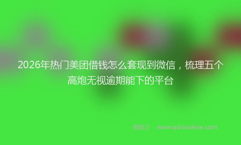 2026年热门美团借钱怎么套现到微信,梳理五个高炮无视逾期能下的平台
