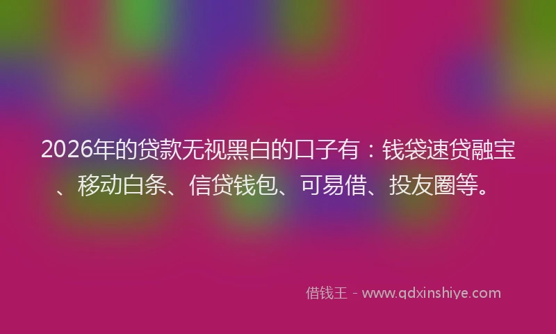 2026年的贷款无视黑白的口子有：钱袋速贷融宝、移动白条、信贷钱包、可易借、投友圈等。
