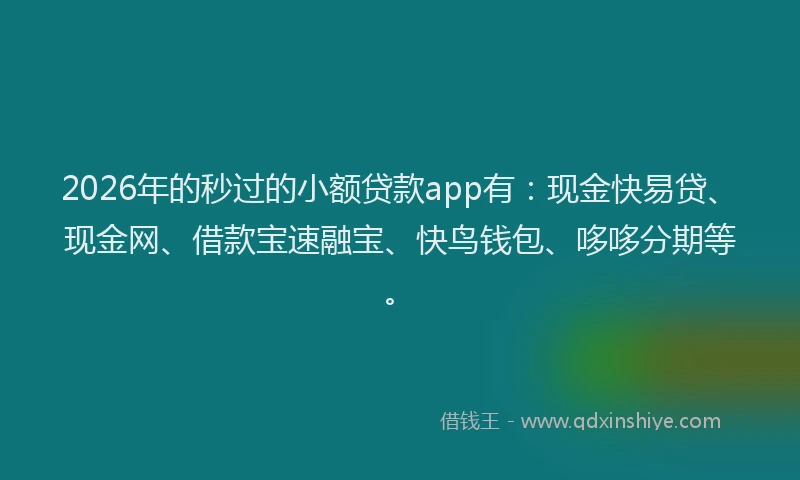 2026年的秒过的小额贷款app有：现金快易贷、现金网、借款宝速融宝、快鸟钱包、哆哆分期等。