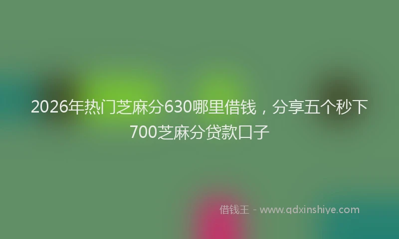 2026年热门芝麻分630哪里借钱，分享五个秒下700芝麻分贷款口子