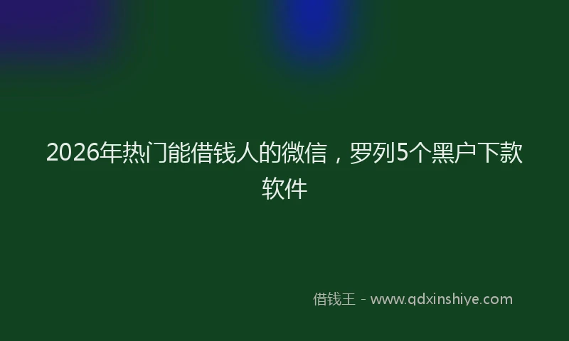 2026年热门能借钱人的微信，罗列5个黑户下款软件