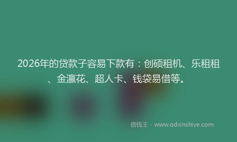 2026年的贷款子容易下款有：创硕租机、乐租租、金瀛花、超人卡、钱袋易借等。