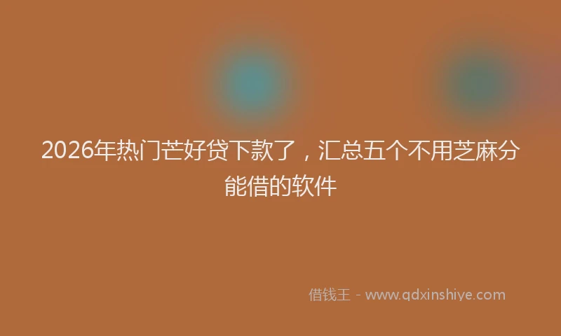 2026年热门芒好贷下款了，汇总五个不用芝麻分能借的软件