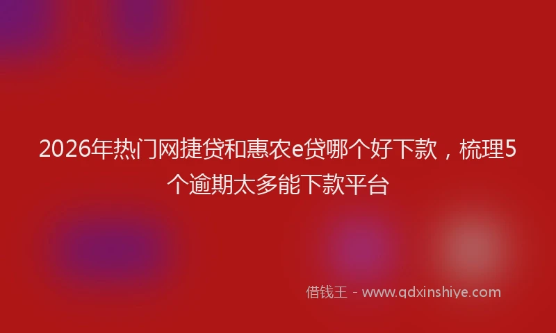 2026年热门网捷贷和惠农e贷哪个好下款，梳理5个逾期太多能下款平台