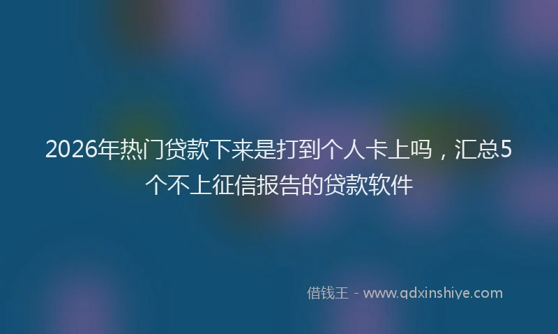 2026年热门贷款下来是打到个人卡上吗，汇总5个不上征信报告的贷款软件