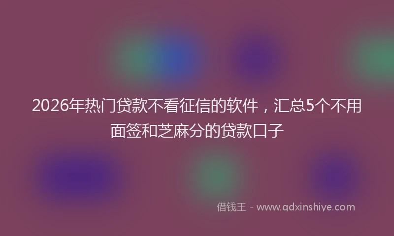 2026年热门贷款不看征信的软件，汇总5个不用面签和芝麻分的贷款口子