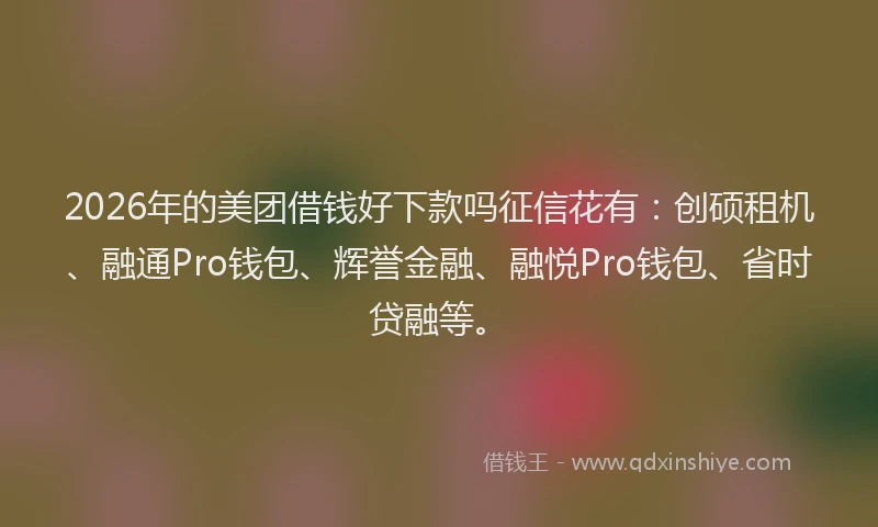 2026年的美团借钱好下款吗征信花有：创硕租机、融通Pro钱包、辉誉金融、融悦Pro钱包、省时贷融等。