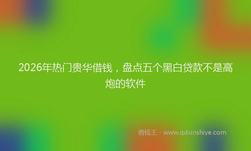 2026年热门贵华借钱，盘点五个黑白贷款不是高炮的软件