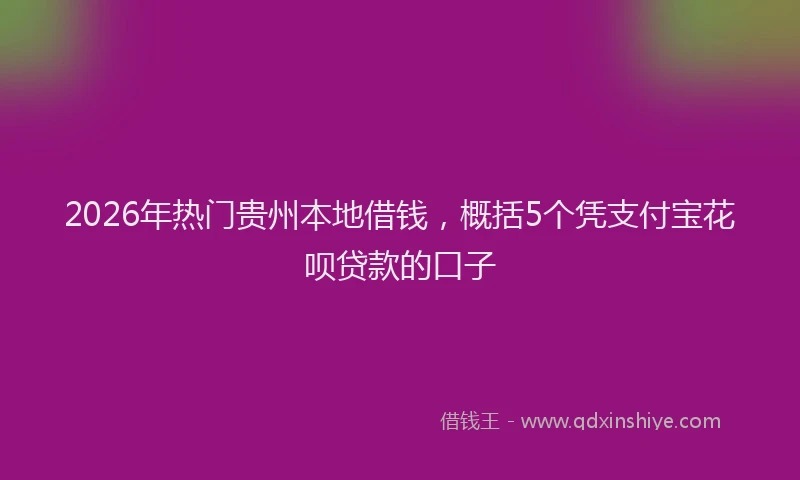 2026年热门贵州本地借钱，概括5个凭支付宝花呗贷款的口子