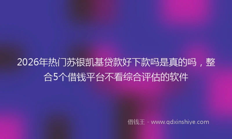 2026年热门苏银凯基贷款好下款吗是真的吗，整合5个借钱平台不看综合评估的软件