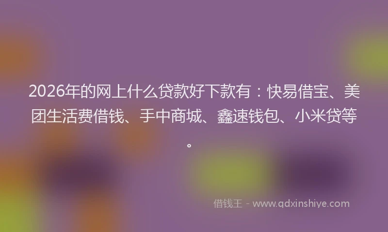 2026年的网上什么贷款好下款有：快易借宝、美团生活费借钱、手中商城、鑫速钱包、小米贷等。