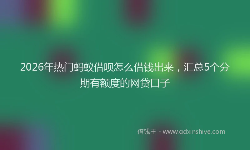 2026年热门蚂蚁借呗怎么借钱出来，汇总5个分期有额度的网贷口子