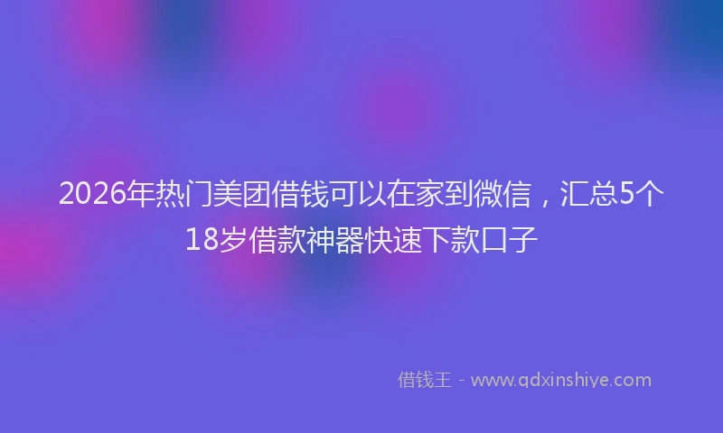 2026年热门美团借钱可以在家到微信,汇总5个18岁借款神器快速下款口子
