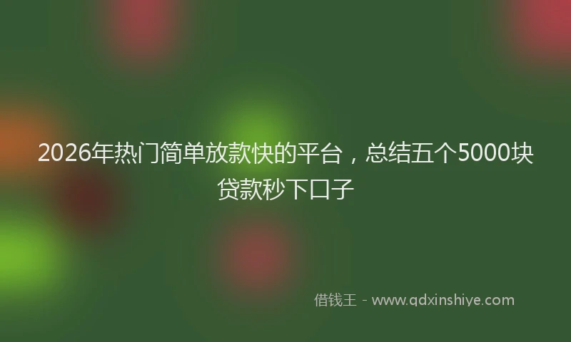 2026年热门简单放款快的平台，总结五个5000块贷款秒下口子