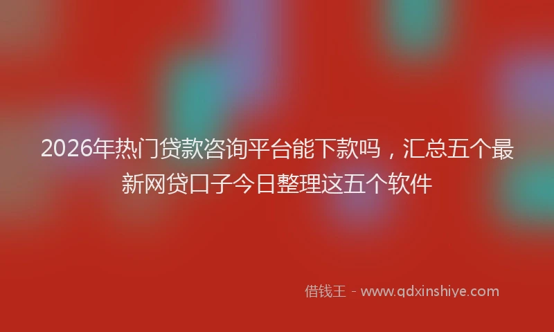 2026年热门贷款咨询平台能下款吗，汇总五个最新网贷口子今日整理这五个软件