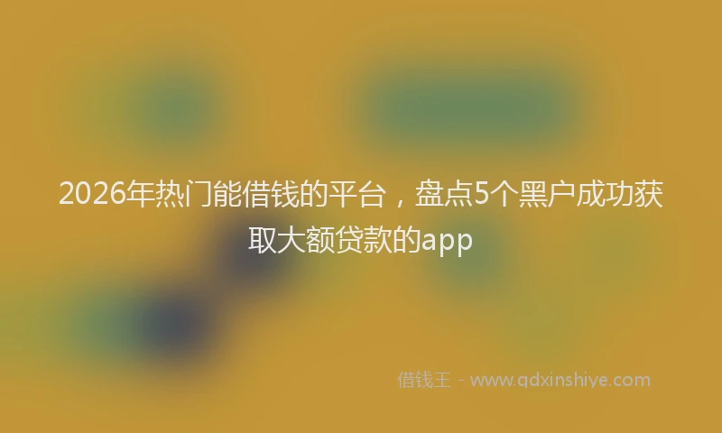 2026年热门能借钱的平台，盘点5个黑户成功获取大额贷款的app