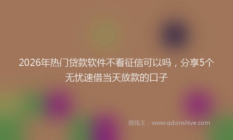 2026年热门贷款软件不看征信可以吗，分享5个无忧速借当天放款的口子