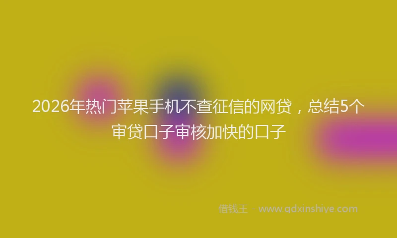 2026年热门苹果手机不查征信的网贷，总结5个审贷口子审核加快的口子