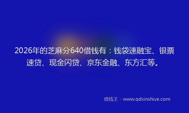 2026年的芝麻分640借钱有：钱袋速融宝、银票速贷、现金闪贷、京东金融、东方汇等。