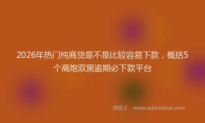 2026年热门纯商贷是不是比较容易下款，概括5个高炮双黑逾期必下款平台