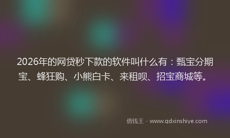 2026年的网贷秒下款的软件叫什么有：甄宝分期宝、蜂狂购、小熊白卡、来租呗、招宝商城等。