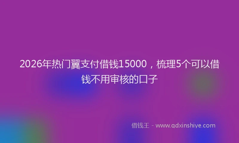 2026年热门翼支付借钱15000，梳理5个可以借钱不用审核的口子