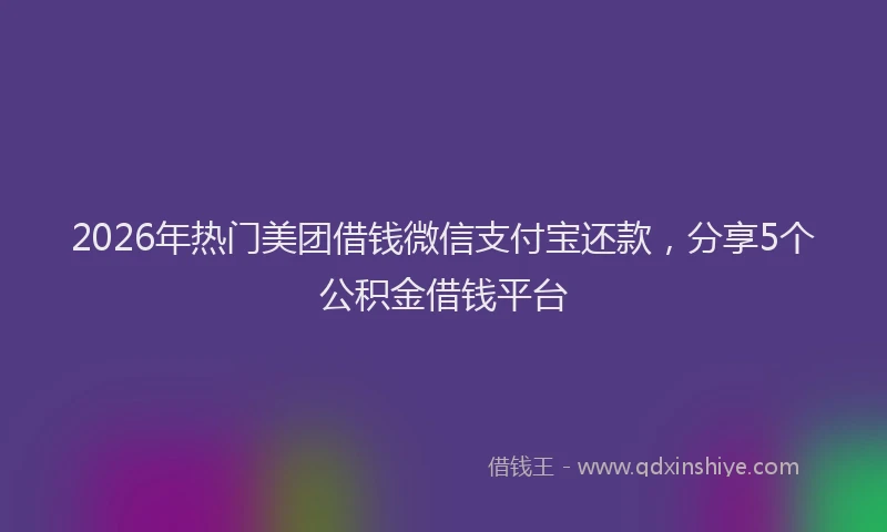 2026年热门美团借钱微信支付宝还款，分享5个公积金借钱平台