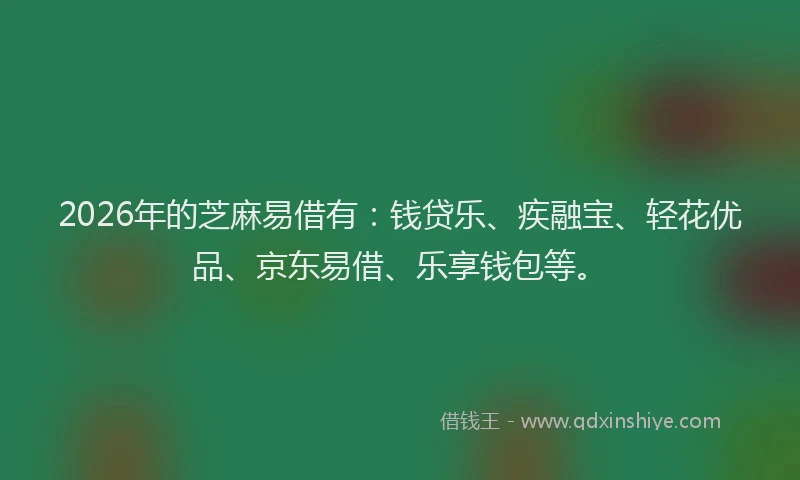 2026年的芝麻易借有：钱贷乐、疾融宝、轻花优品、京东易借、乐享钱包等。