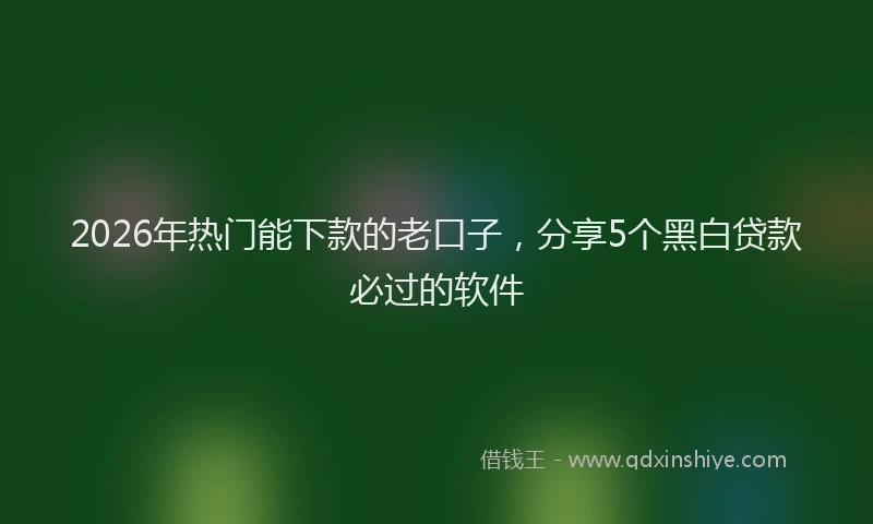2026年热门能下款的老口子，分享5个黑白贷款必过的软件