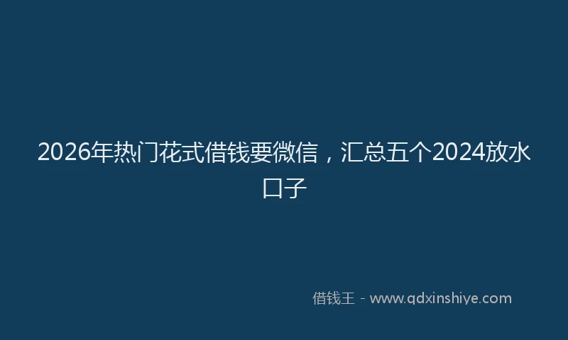 2026年热门花式借钱要微信，汇总五个2024放水口子