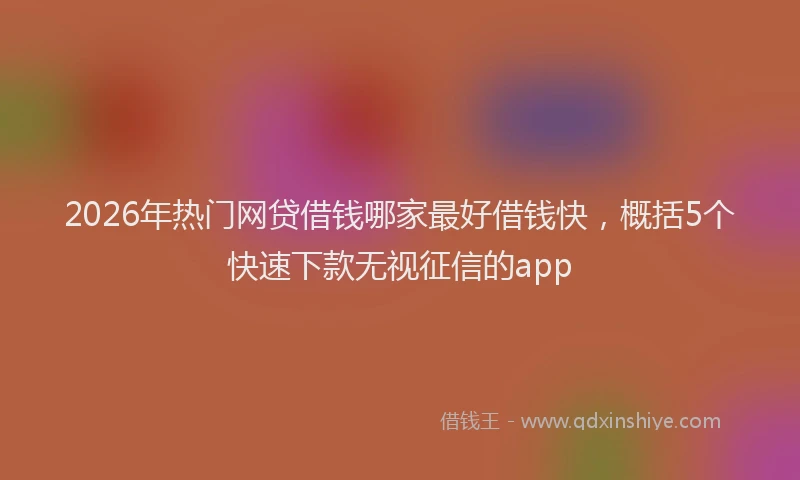 2026年热门网贷借钱哪家最好借钱快，概括5个快速下款无视征信的app