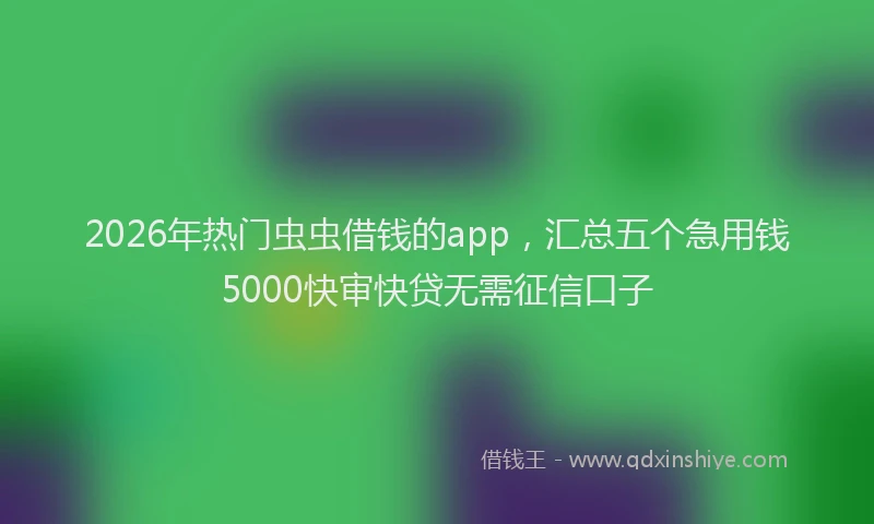 2026年热门虫虫借钱的app，汇总五个急用钱5000快审快贷无需征信口子