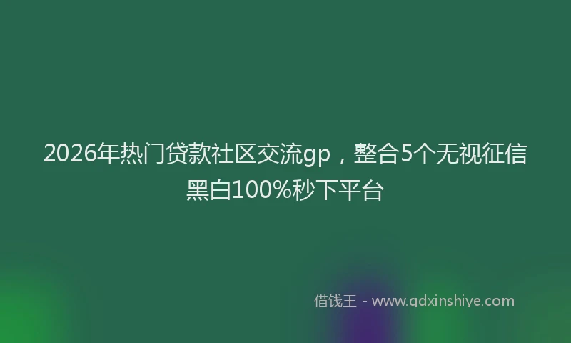 2026年热门贷款社区交流gp，整合5个无视征信黑白100%秒下平台