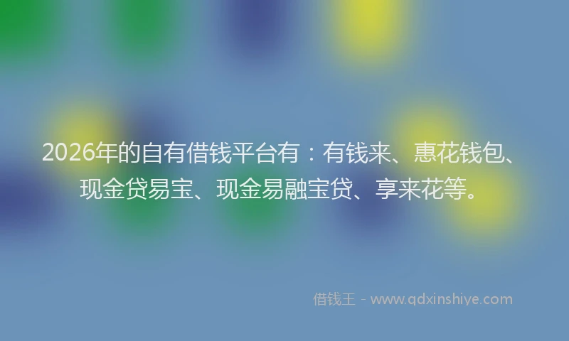 2026年的自有借钱平台有：有钱来、惠花钱包、现金贷易宝、现金易融宝贷、享来花等。