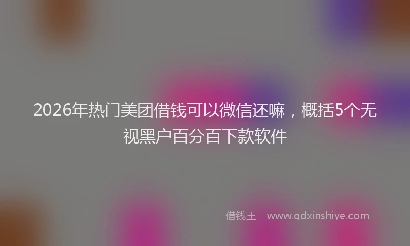 2026年热门美团借钱可以微信还嘛，概括5个无视黑户百分百下款软件