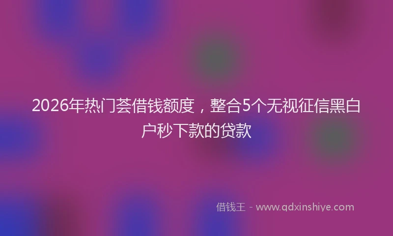 2026年热门荟借钱额度，整合5个无视征信黑白户秒下款的贷款