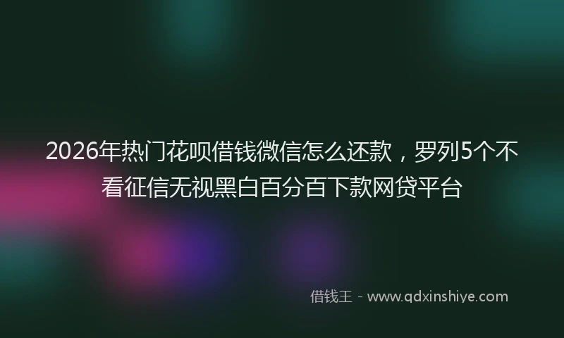 2026年热门花呗借钱微信怎么还款，罗列5个不看征信无视黑白百分百下款网贷平台
