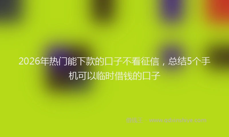 2026年热门能下款的口子不看征信，总结5个手机可以临时借钱的口子