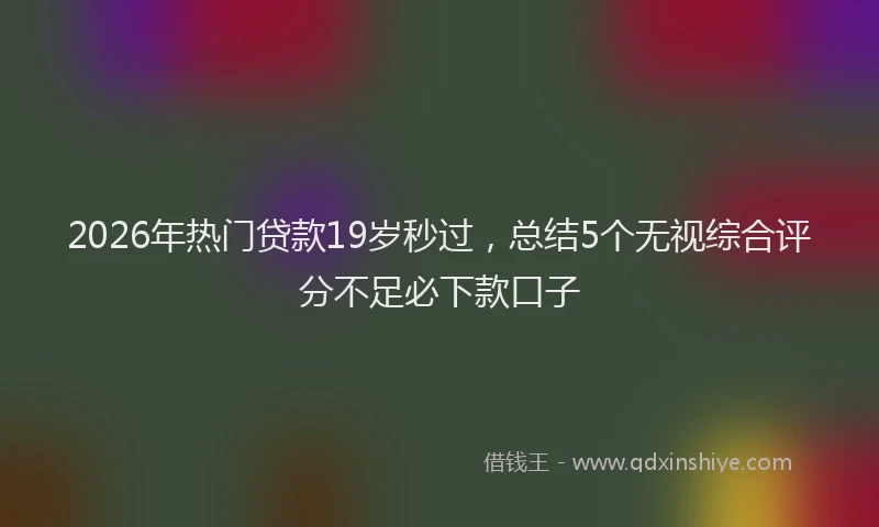 2026年热门贷款19岁秒过，总结5个无视综合评分不足必下款口子