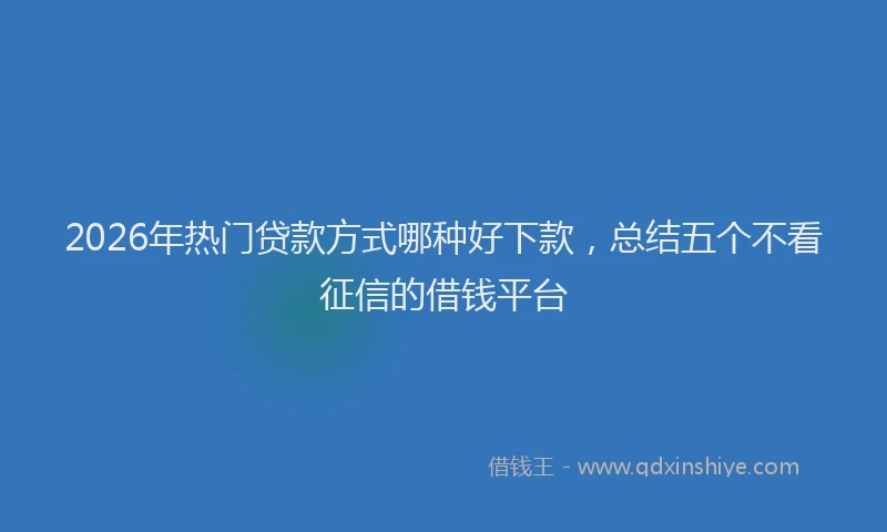 2026年热门贷款方式哪种好下款，总结五个不看征信的借钱平台