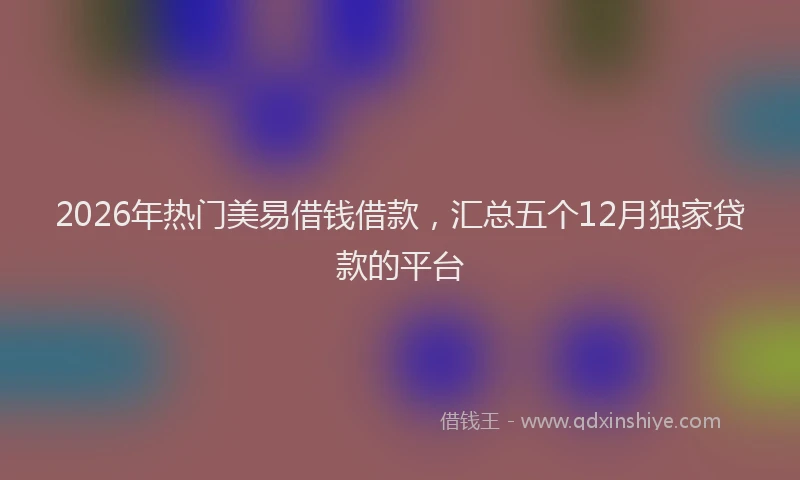 2026年热门美易借钱借款，汇总五个12月独家贷款的平台