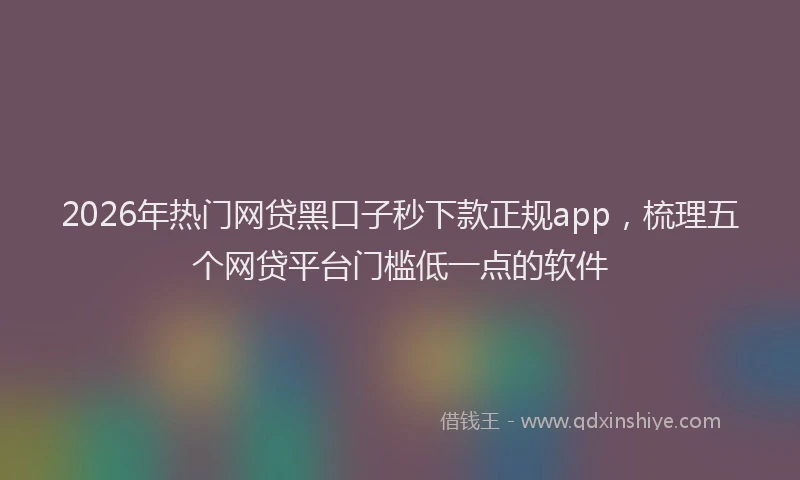 2026年热门网贷黑口子秒下款正规app,梳理五个网贷平台门槛低一点的软件